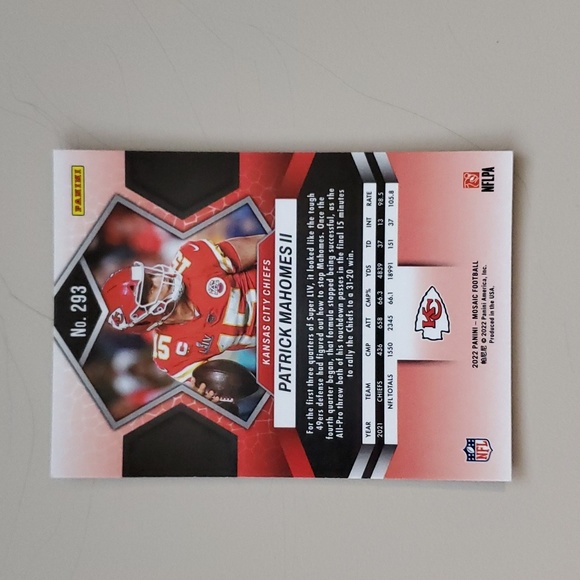 2022 Panini Mosaic Patrick Mahomes Super Bowl LIV MVP Card #293 - Chiefs - Picture 2 of 2